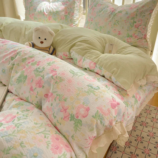 DecorBites™ Lace Romantic Comforter Set - Full Twin Double Size Bed Linens