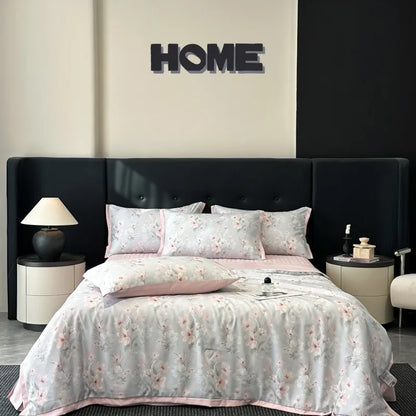 طقم لحاف صيفي من الحرير البارد من DecorBites™ مع ملاءات وأغطية وسائد