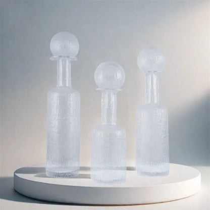 DecorBites™ Grey Round Glass Vase Hammer Lid Terrarium Home Decoration