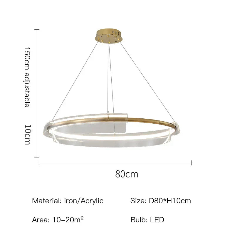 Lámpara colgante LED DecorBites™ con diseño de anillo dorado, estilo moderno para decoración del hogar.