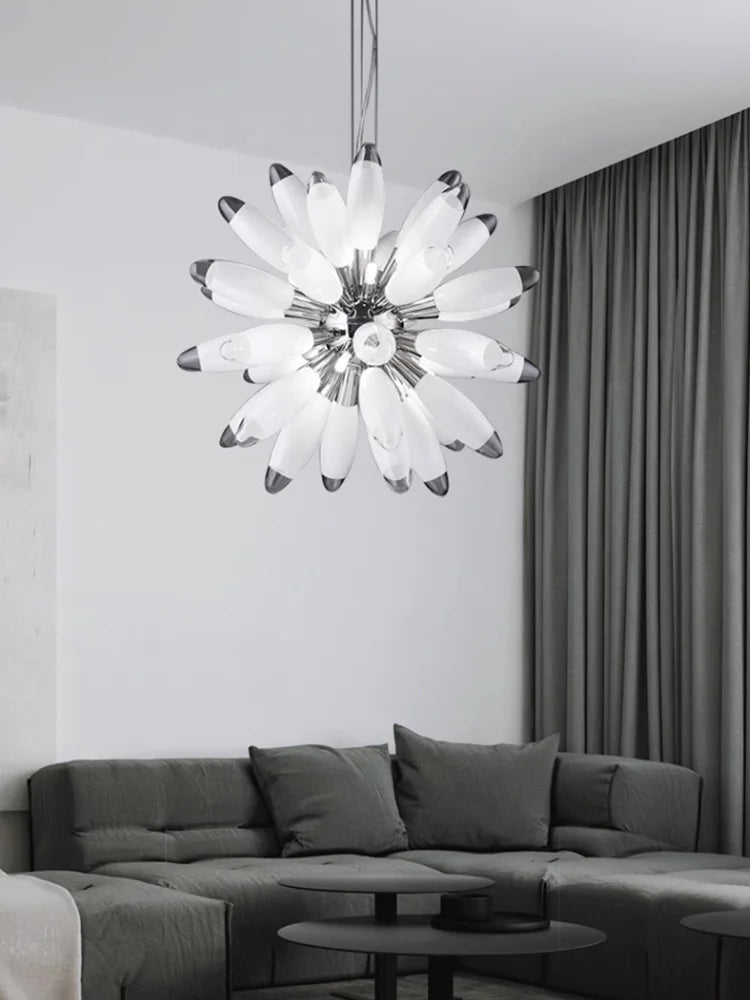 Glass Globe LED Chandelier 110cm Gold Hardware