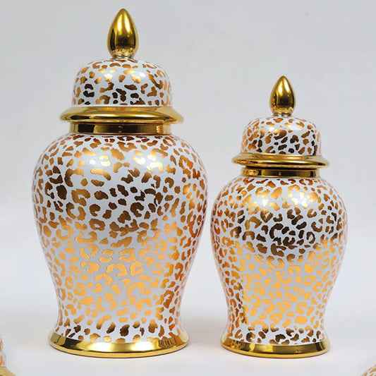 DecorBites™ Leopard Print Ceramic Checkmate Jar: Vintage Home Decor Vase & Storage Tank
