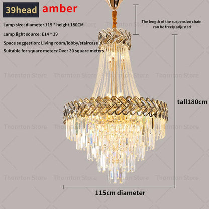 DecorBites™ Crystal Chandelier: Modern European Duplex Villa Living Room Luxury Hollow Stair Light