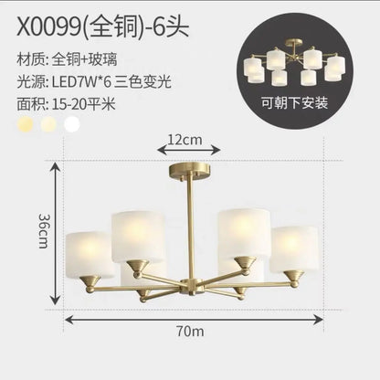 DecorBites™ LED Black/Gold Ceiling Chandelier with Lampshade for Elegant Living Room Decor