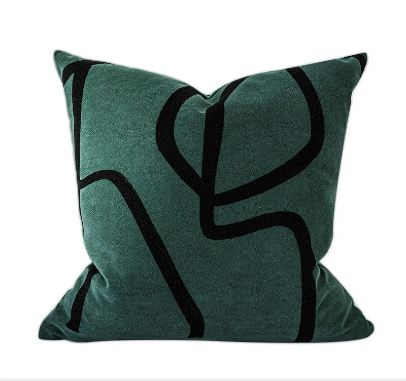 Funda de almohada DecorBites™ de ante con bordado geométrico para sofá cama o sala de estar