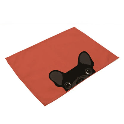 DecorBites™ Dog Cat Pattern Cotton Linen Dining Table Mats 32*42cm