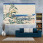 Decobites Ukiyo-E Kanagawa Landscape Tapestry: Japanese Scenery Wall Hanging for Aesthetic Home Decor