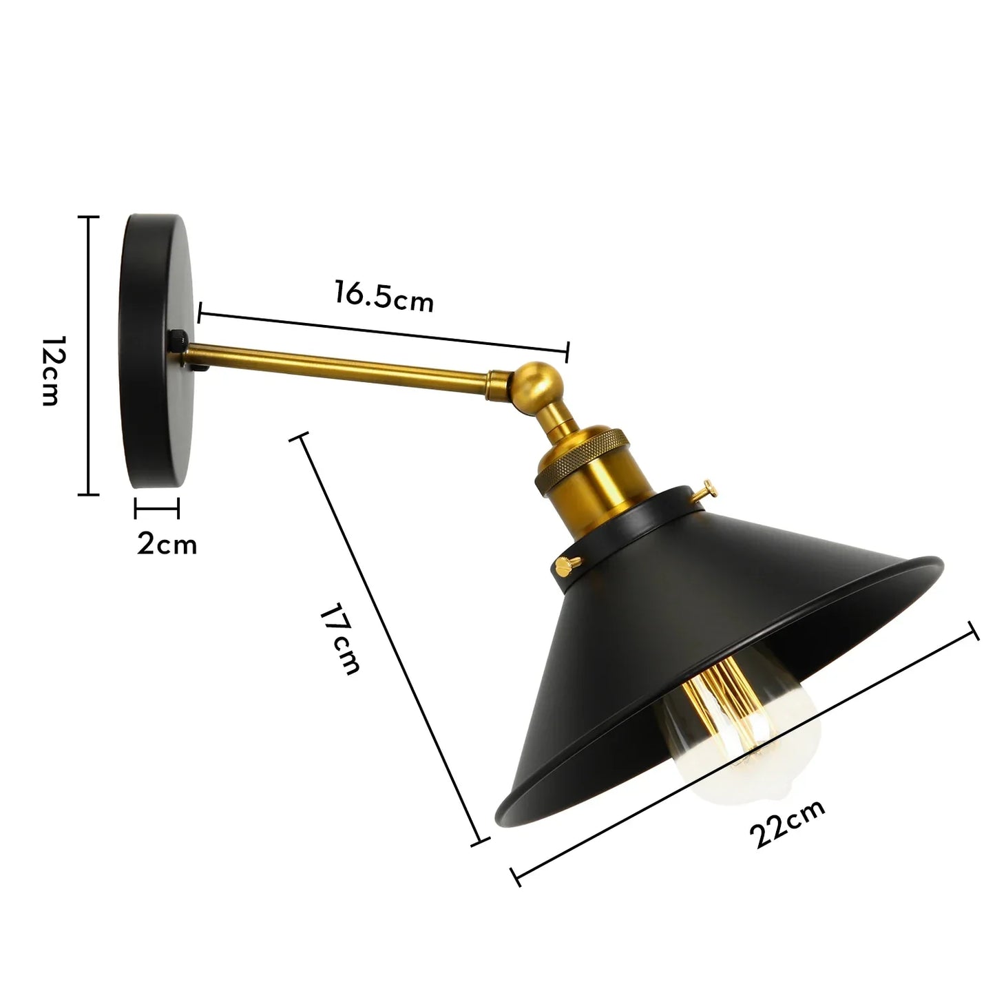 Aplique de pared DecorBites™ estilo loft industrial retro E27 para mesita de noche o salón