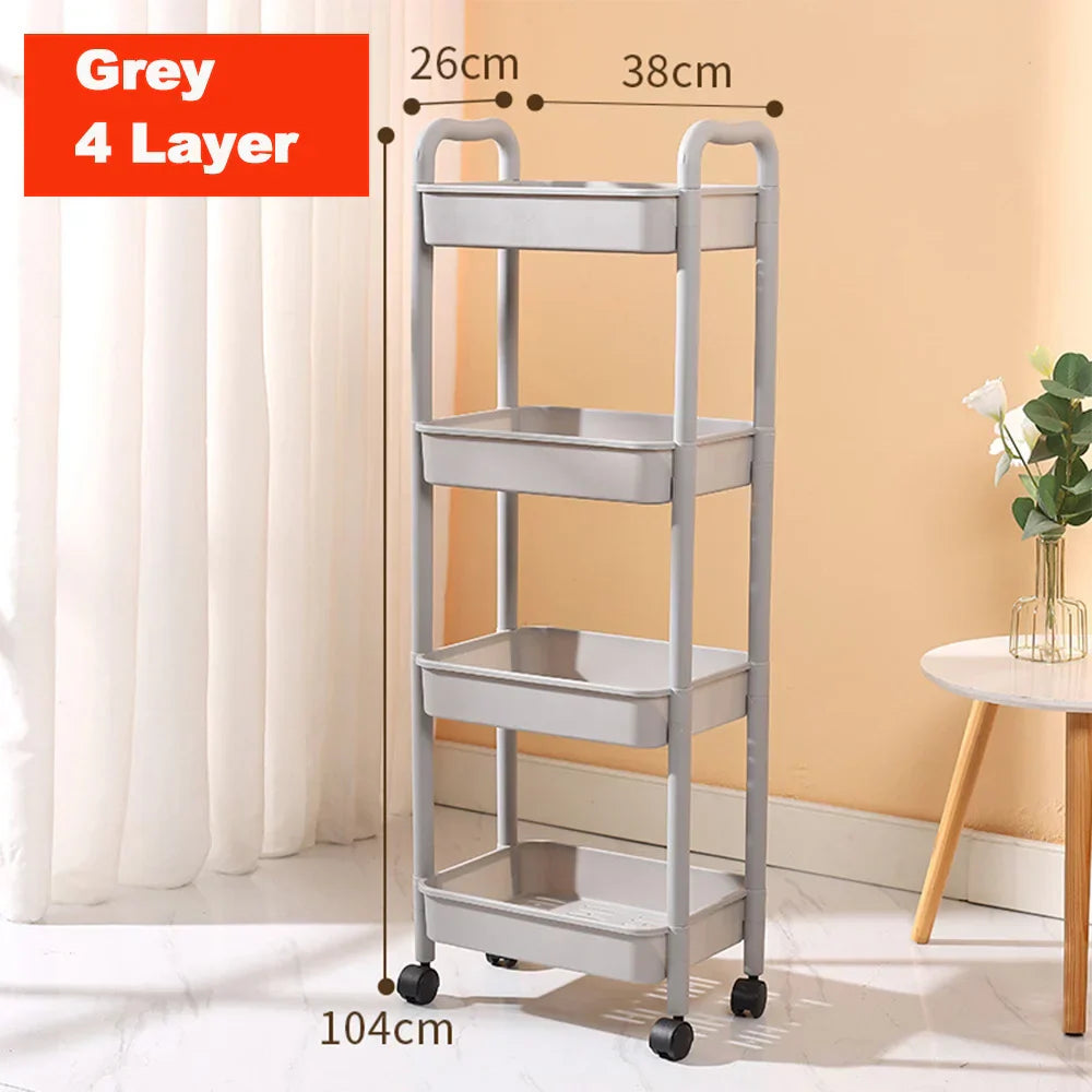 DecorBites™ Kitchen Storage Cart Rolling Utility Organizer Rack Shelf Trolley Cart