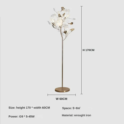 مصباح أرضي على شكل ورقة الجنكة من ديكوربايتس™ - إضاءة عصرية لغرفة المعيشة وغرفة النوم والدراسة