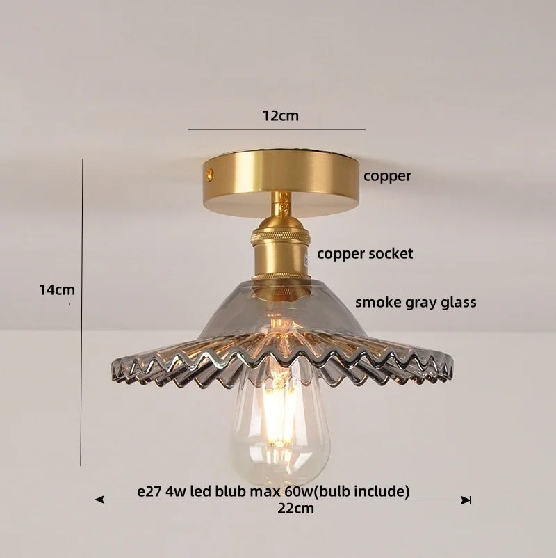 Green Glass Copper Ceiling Light