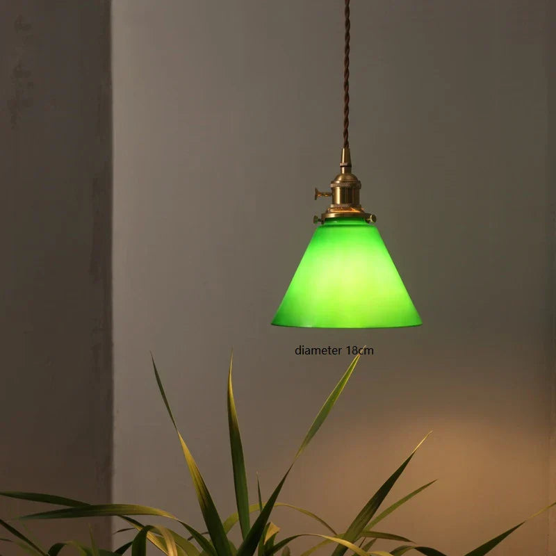 Luces colgantes LED de vidrio verde Decorbites™: Lámpara colgante de estilo vintage japonés-americano