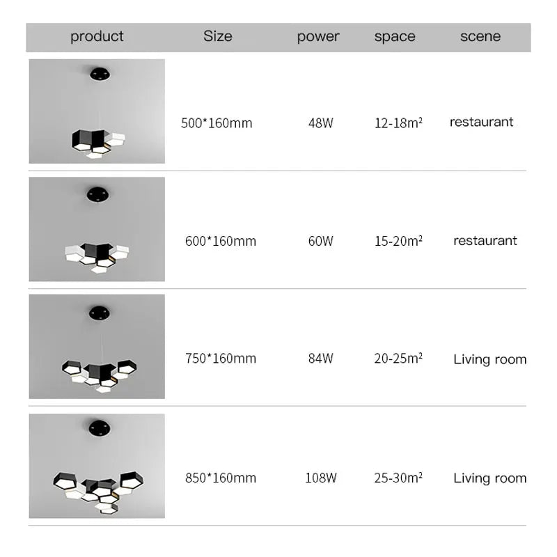 ثريا السقف LED Diamond Black White من DecorBites™ للمنزل والمكتب العصري