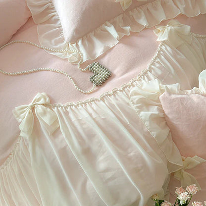DecorBites™ French Princess Lace Ruffles Bedding Set with Velvet Duvet Cover