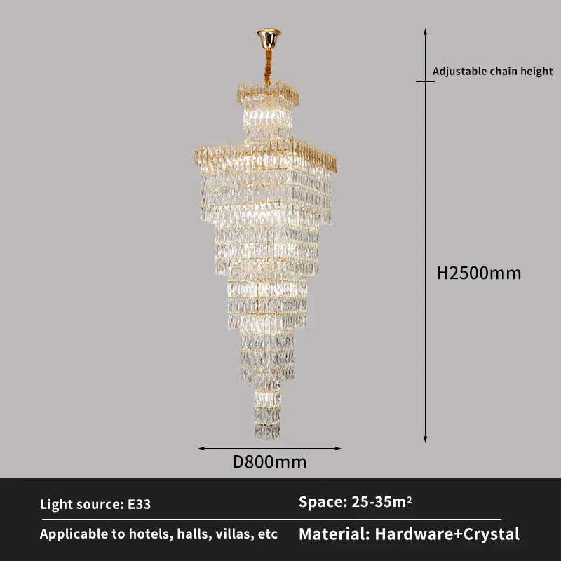 DecorBites™ Crystal Luxe Living Room Chandelier - Modern & Elegant Hall Staircase Lighting