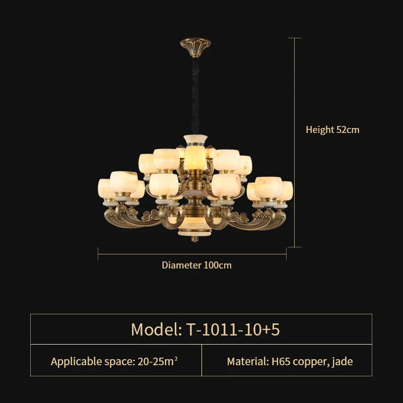 DecorBites™ Jade Chandelier: Stylish Chinese Zen Living Room Lamp for Duplex Building by Guangdong Zhongshan