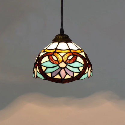 European Stained Glass Pendant Light, 20cm