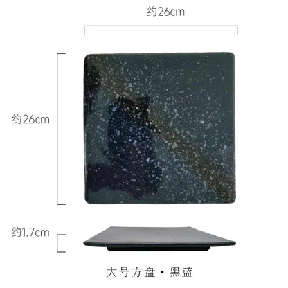 DecorBites™ Glazed Barbecue Wing Plate with Knife - Japanese Style Tray for Roast Wings and Fish