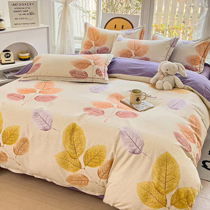 DecorBites™ Brushed Cotton Printed Duvet Cover Set - Single/Double Bed Bedclothes