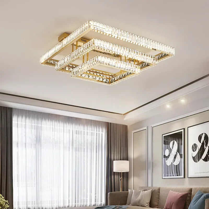 DecorBites™ Crystal LED Ceiling Chandelier: Smart Dimmable Bedroom Lighting Fixture