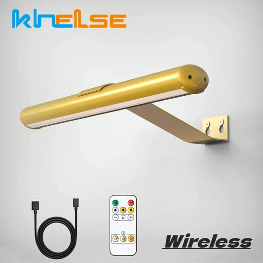 DecorBites™ LED Bathroom Wall Light Gold Dimmable Sconce USB Rechargeable Fixture