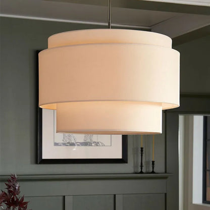 DecorBites™ Japanese Style Tiered Pendant Lamp: Minimalist Fabric Shade for Living Room & Kitchen Counter