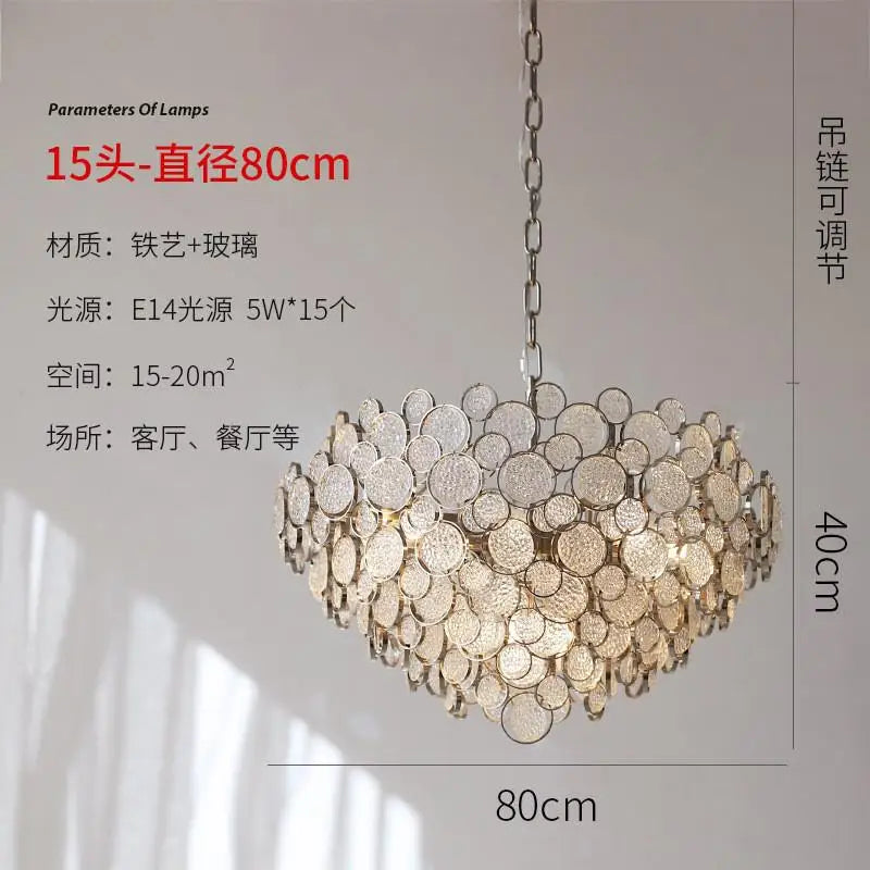 DecorBites™ Glass Led Chandelier: Modern Luxury Designer Pendant Lights for Living Room, Bedroom, Study