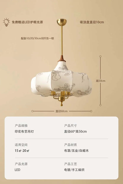 Lámparas colgantes DecorBites™ Gold Lustre Medieval Fabric con LED E27 para decoración del hogar