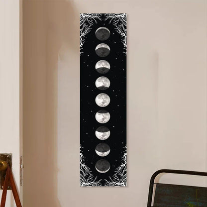 Decobites Moon Phase Tapestry: Black & White Sky Wall Hanging & Bohemian Home Decor