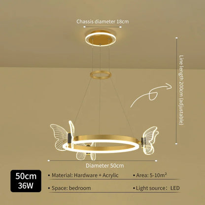 DecorBites™ Gold Butterfly Crystal Chandelier Pendant Light for Elegant Living Room & Restaurant Decoration