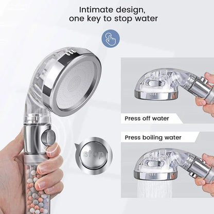 DecorBites™ High Pressure Shower Head Set with Metal Panel and Negative Ion Filter