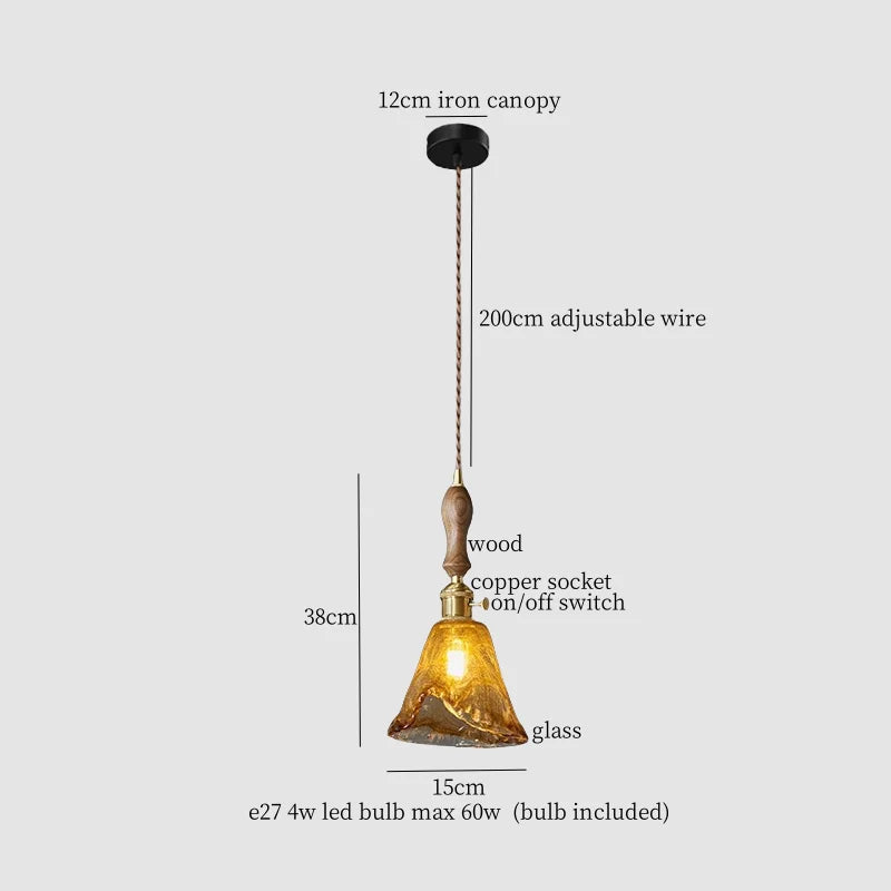 Lámpara colgante de vidrio ámbar LED Decorbites™ - Estilo vintage americano para la decoración del hogar