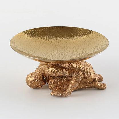 DecorBites™ Golden Resin Handicraft Tray Figurine for Home Decor