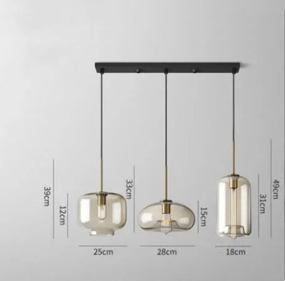 DecorBites™ Industrial Retro LED Glass Pendant Light Chandelier for Kitchen Restaurant