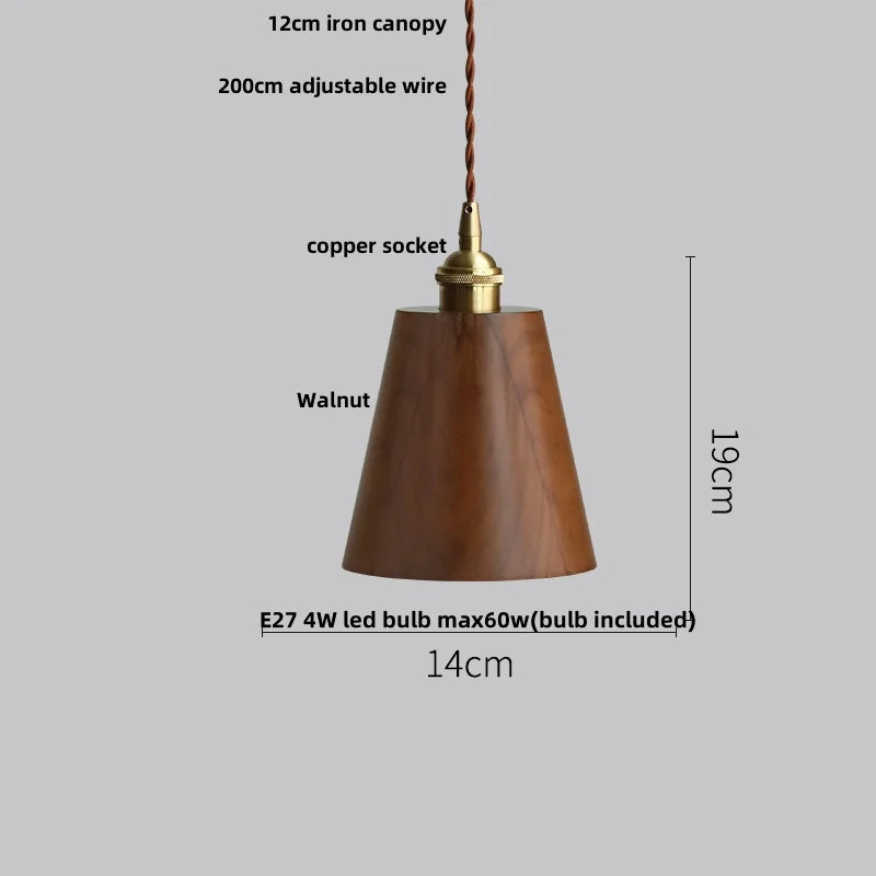 DecorBites™ Ash Wood LED Pendant Lamp Adjustable Hanging Lights Luminaire