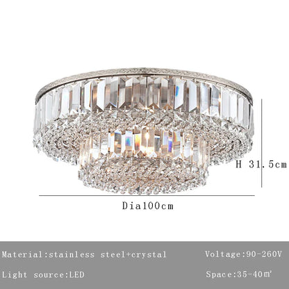 DecorBites™ Large Crystal Chandelier Chrome Hanging Lamp for Dining Room Decor