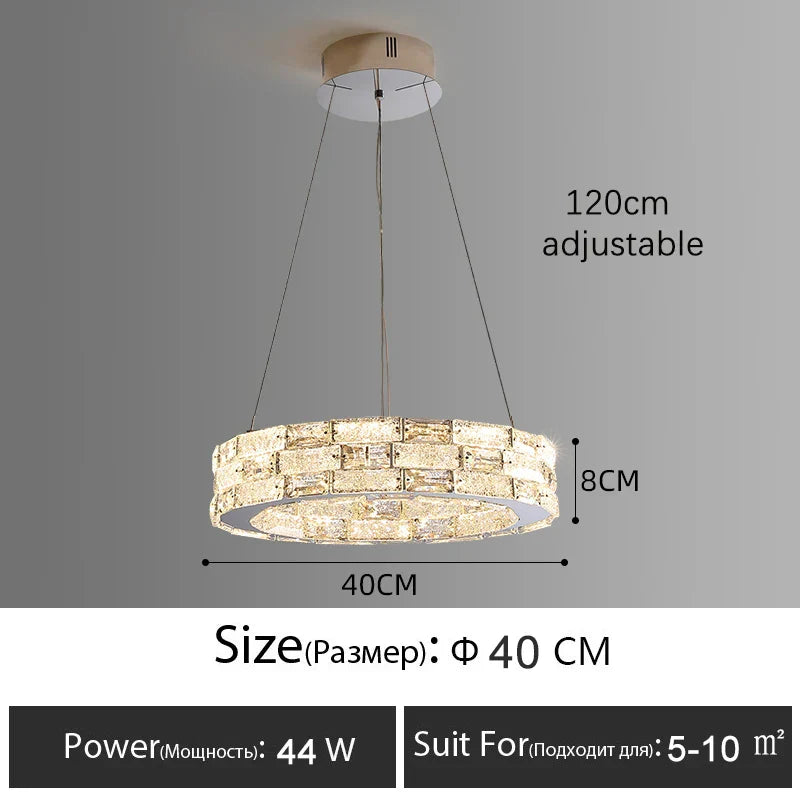 Gold Crystal Ring Chandelier 3-Tier D100cm
