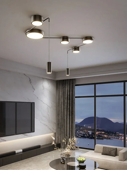 ثريات DecorBites™ LED سوداء اللون لغرفة المعيشة وغرفة الطعام وغرفة النوم والصالة والمطبخ: إضاءة داخلية حديثة وبسيطة