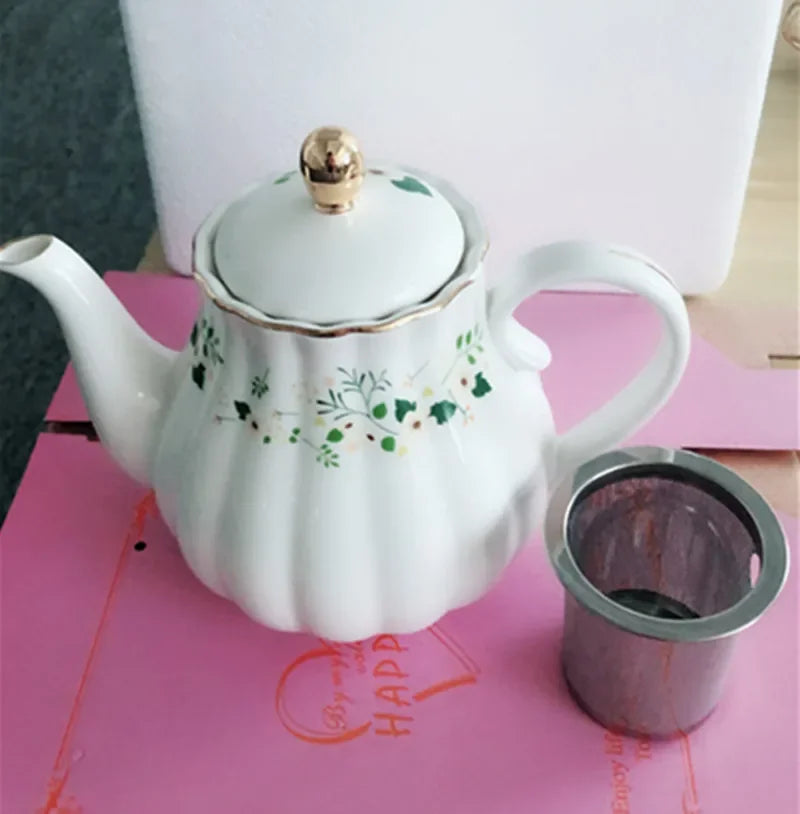 DecorBites™ Elegant Gold Flower Cup & Saucer Set - Delicate Porcelain Tea Coffee Mug