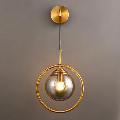 DecorBites™ Glass Ball Wall Sconce Light Fixture Golden Bedside Lamp for Home Decor