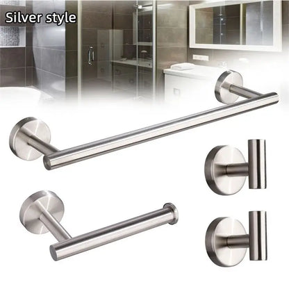 DecorBites™ Brushed Gold Bathroom Hardware Set: Towel Holder, Paper Holder, Robe Hook