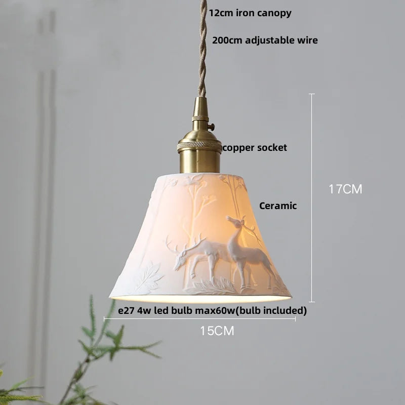DecorBites™ LED Pendant Lamp Modern Style Home Lighting Living Room Study Bar White Flower Ceramic