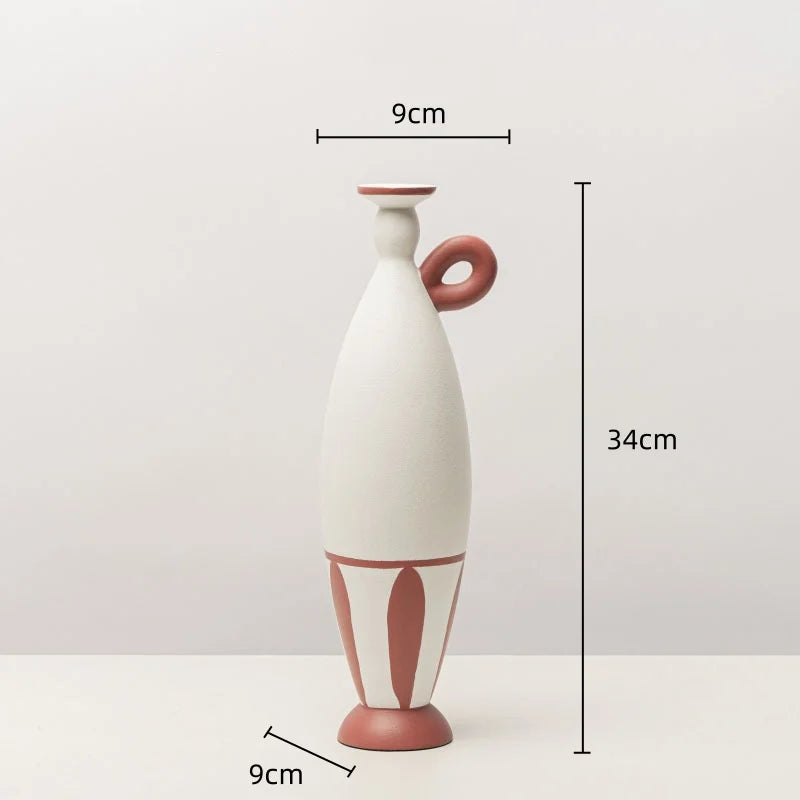 Jarrón de resina DecorBites™ con líneas negras geométricas - Decoración floral artesanal para el hogar