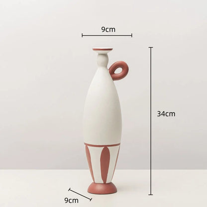 Jarrón de resina DecorBites™ con líneas negras geométricas - Decoración floral artesanal para el hogar