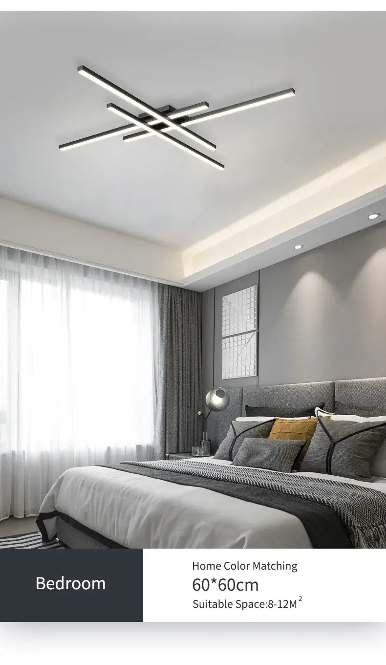 DecorBites™ Modern Black LED Chandelier Lights for Bedroom and Living Room