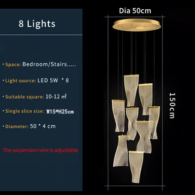 DecorBites™ LED Art Acrylic Pendant Light for Modern Luxury Staircase Chandelier