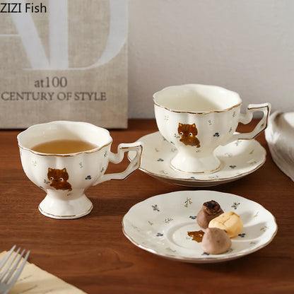 DecorBites™ Cartoon Kitten Pattern Porcelain Coffee Mug Set Ayshacollection