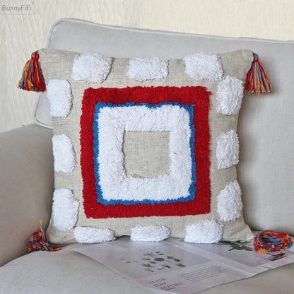 Fundas de cojín DecorBites™ Boho con borlas y macramé: decoración de lujo para el hogar, ideal para la cama o el sofá.