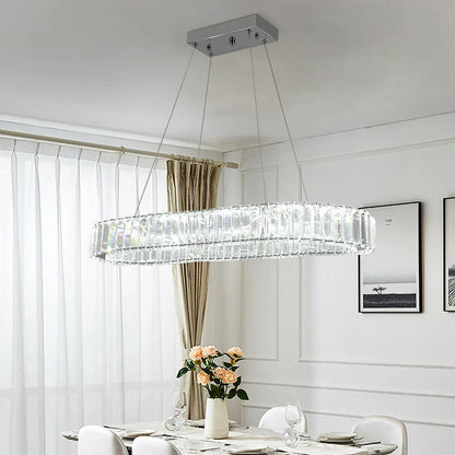 DecorBites™ Crystal Oval LED Chandelier: Nordic Design Pendant Light for Living, Bedroom, Hotel
