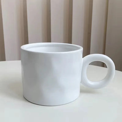 DecorBites™ 400ml Ceramic Coffee Mug with Round Handle, Home Drinking Cup